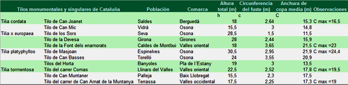 tabla_biometria_tilos_monumentales_catalua